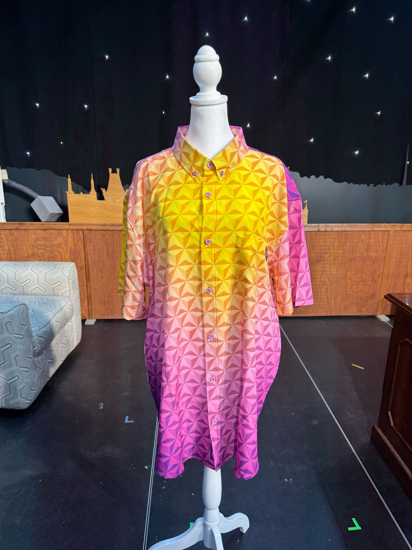 Spaceship Earth Sunset Button Up Shirt