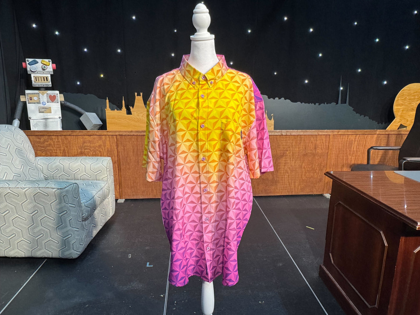 Spaceship Earth Sunset Button Up Shirt