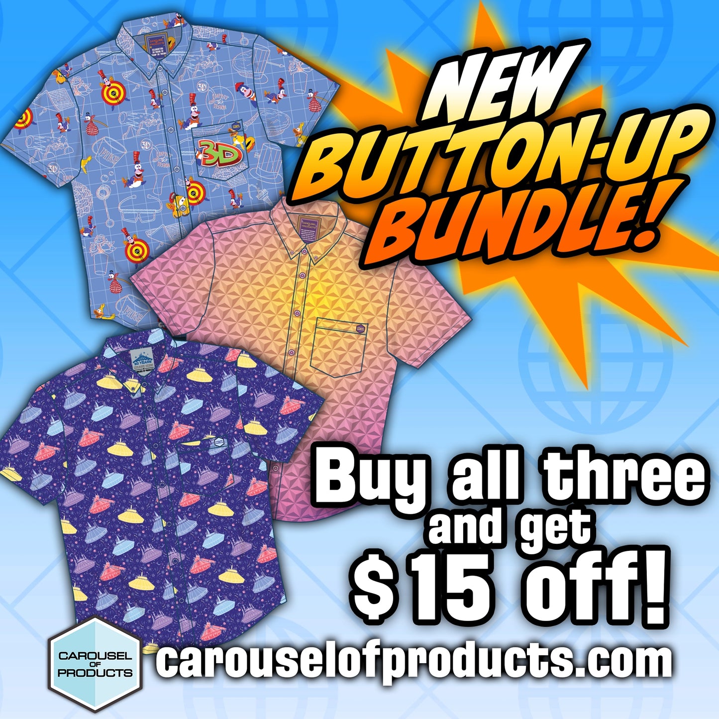 Cheap 3D Tricks Button Up Shirt PRE-ORDER